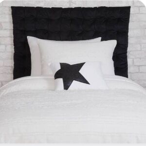 Dormify Black Velvet Tufted Cushioned Hanging Headboard Size Twin/Twin XL